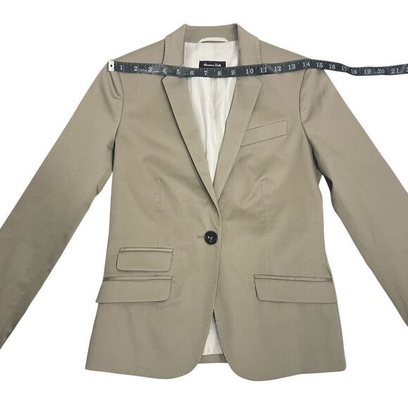 Massimo Dutti Women's Gray Taupe One Button V Neck Single Breasted Blazer Size S - Picture 9 of 16